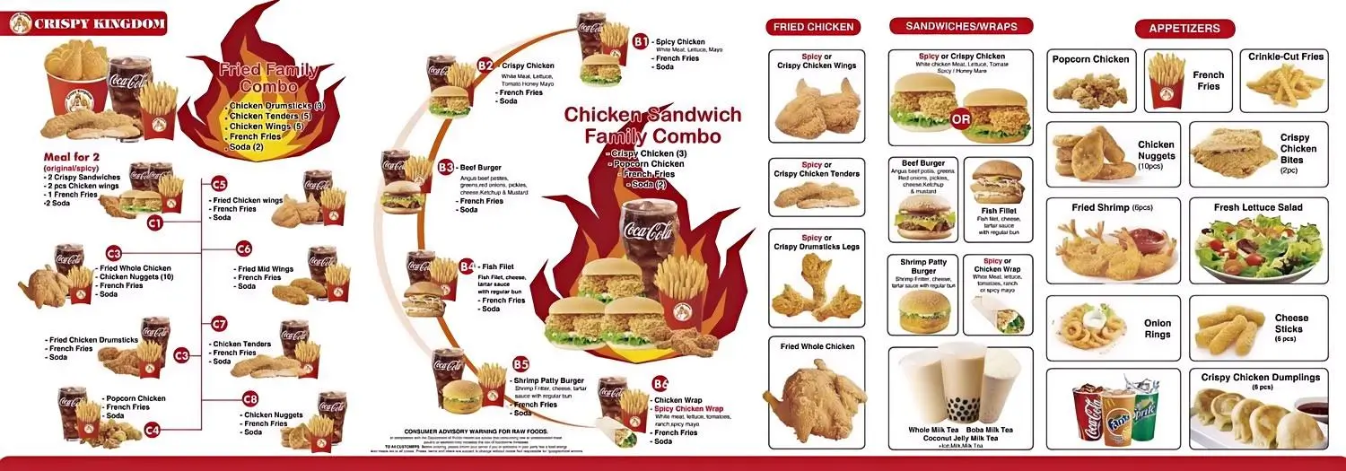 Expanded menu featuring combos, sandwiches and sides at Crispy Kingdom, a Fast Food Restaurant in Schenectady